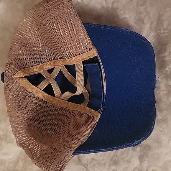 Distressed Ball Cap with Good Times and Tan Lines Burlap patch - Picture 3 of 3